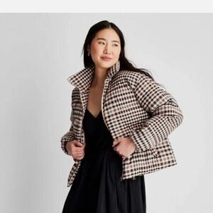 NWOT Future Collective With Reese Blutstein Zip-Up Checkered Puffer Coat XXL